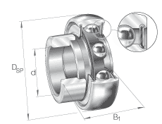 Закрепляемые подшипники GE..-KLL-B, сферическое наружное кольцо, фиксация эксцентриковым закрепительным кольцом, двусторонние P-уплотнения