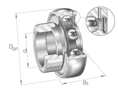 Закрепляемые подшипники RAL..-NPP цилиндрическое наружное кольцо, фиксация эксцентриковым закрепительным кольцом, двусторонние P-уплотнения, размер отверстия в дюймах