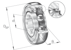 Закрепляемые подшипники SK..-KRR-B сферическое наружное кольцо, внутреннее кольцо с шестигранным отверстием, двустороннее R-уплотнение